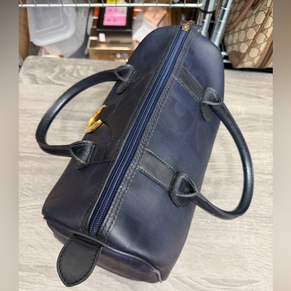 Vintage Dior | Trotter Navy Blue Boston Bag - Picture 7 of 12